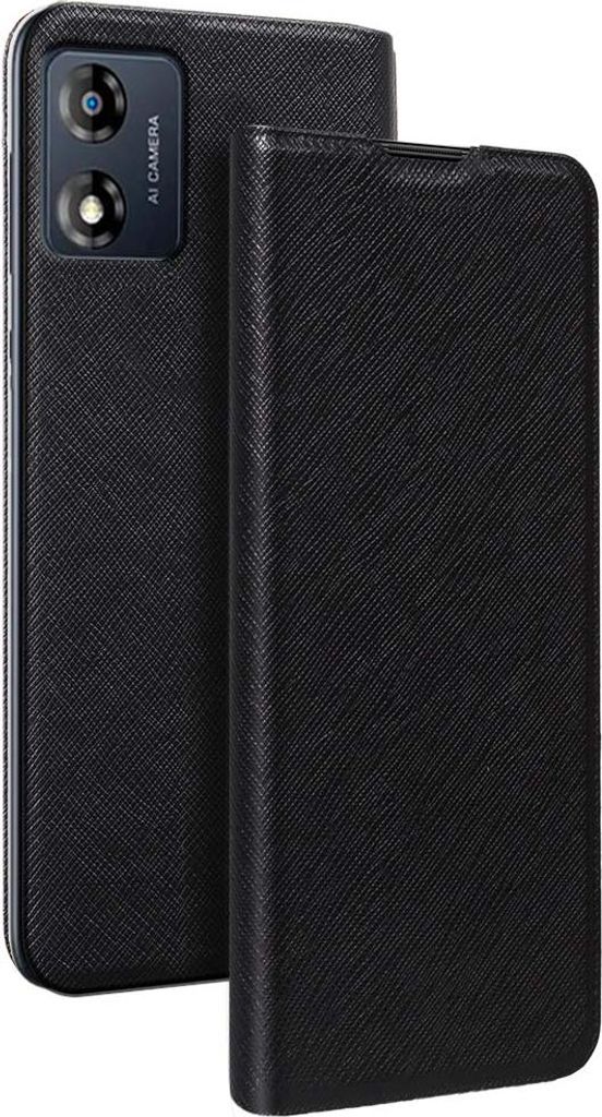 BigBen Connected, Folio-Hülle für Motorola E13 4G mit Halterungsfunktion und KartenHülle, Schwarz