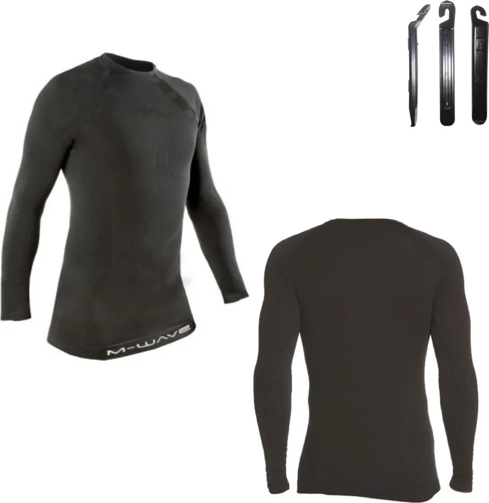 M-Wave Maglia Tecnica Ciclismo M/L Nera + Leva Copertoni Omaggio