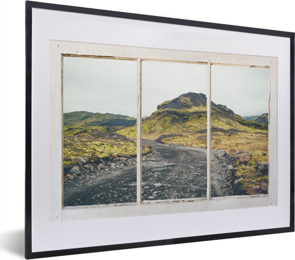 MuchoWow® MuchoWow® Gerahmtes Poster Aussicht - Weg - Hügel Produktbild 