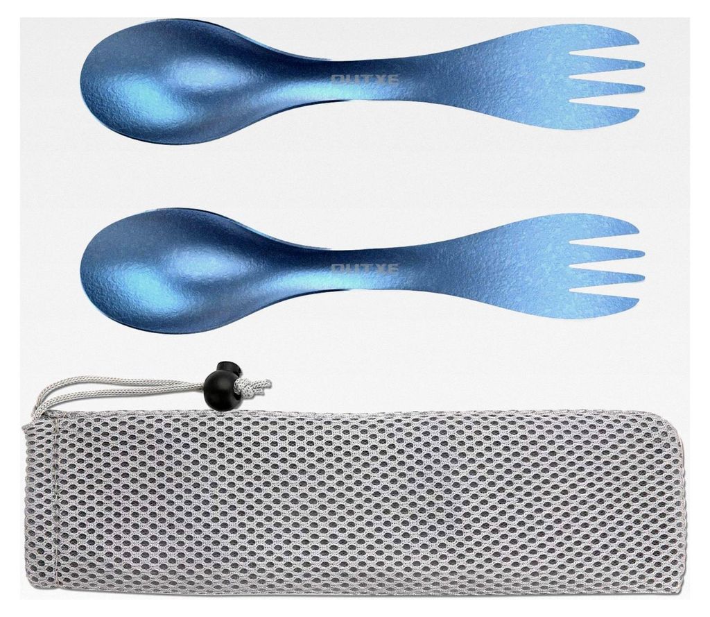 Titan Ultraleicht Campingbesteck, umweltfreundlicher Spork für Rucksacktouren, Wandern, Outdoor, 2er Set