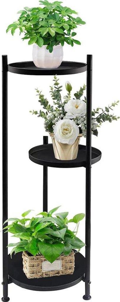 Metallischer Blumenstand - 3-schichtiges Blumenrek - 80 cm Blumenrek - Moderne Pflanzenschale - Pflanzenschale für Innen und Außen - Displayrek f...