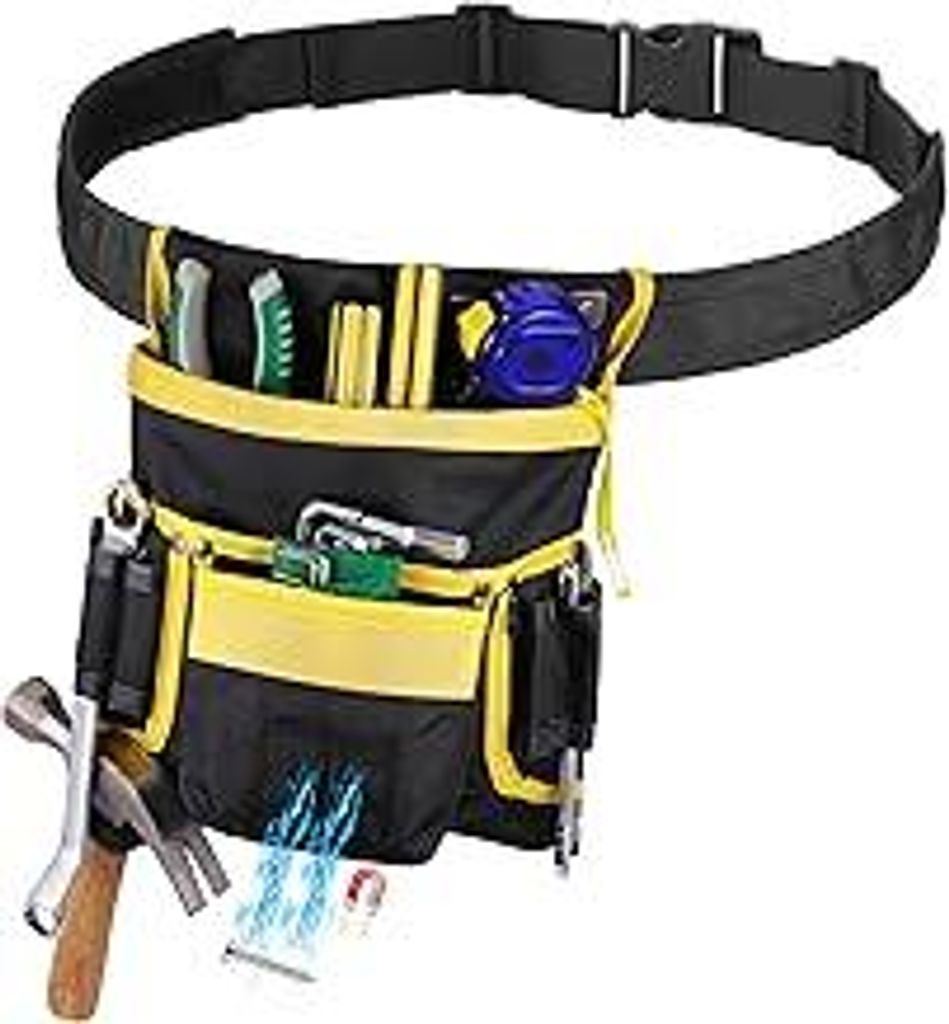 Werkzeuggürtel, Handwerker Gürtel, Werkzeugtasche gürtel mit 13 Taschen,Magnetische werkzeugtasche für Männer, Verstellbare Werkzeug Tasche f...