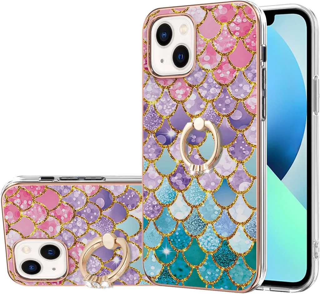 Custodia iPhone 13 Mini Silicone TPU Caffè con Anello Supporto