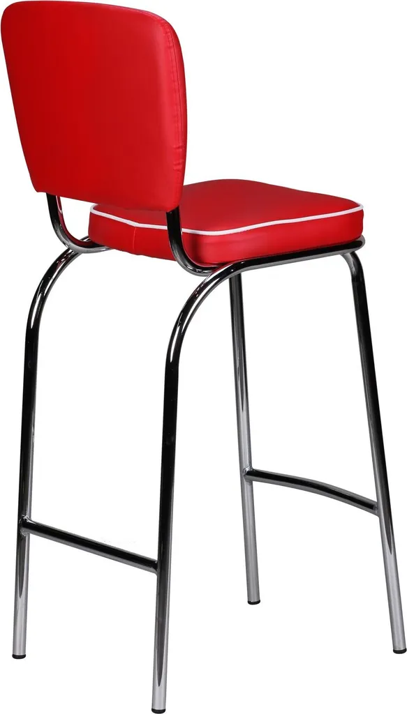 Tabourets de bar Rétro avec Dossier et Repose-pieds - Rouge - X2 - 4