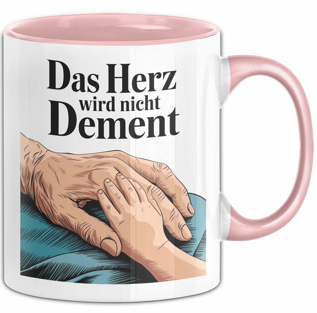 Krankenschwester Pflege Betreuung Tasse Geschenk Lustige Geschenkidee Spruch Das Herz Wird Nicht Dement (Rosa)