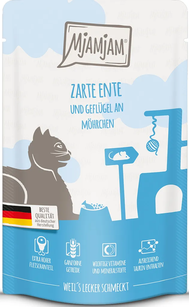 Multi-Pack MjAMjAM Quetschie Anatra e Pollame | Il Premio per il Tuo Gatto