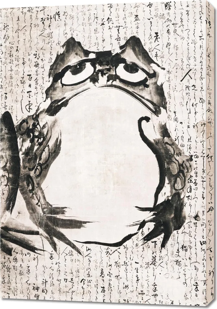 Tableau de Salon Zen et Affiche Grenouille Japonaise Style Rétro Chic
