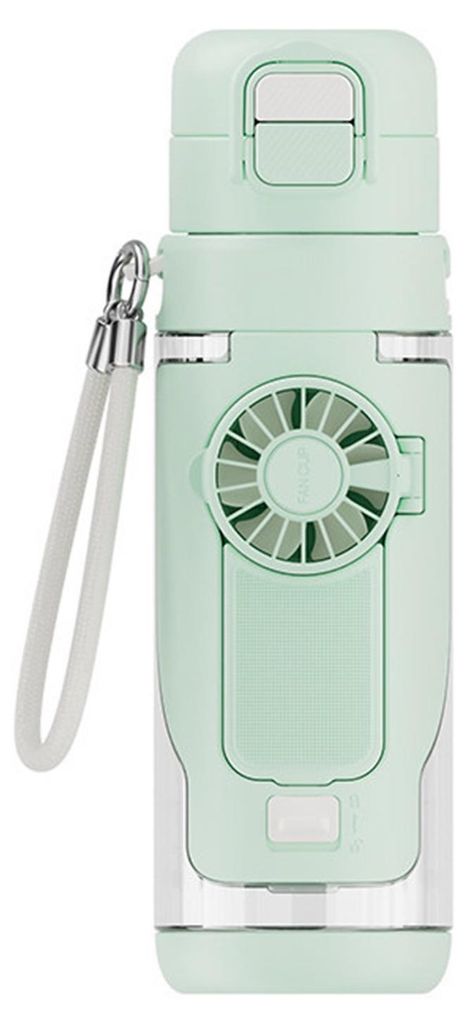 2-in-1 Faltbare Trinkflasche mit Ventilator und 3 Geschwindigkeitsstufen, 690 ml Tritan Kühlbecher für Sport im Freien, Fitnessstudio und auf Rei...