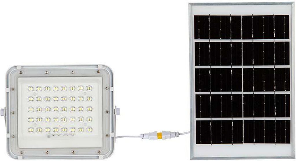 V-TAC 40W-W Solar-Flutlicht 'VT 40W LED SOLAR FLOODLIGHT' mit Fernbedienung, IP65, 5000mAh Akku, 3m Kabel, 400 Lumen