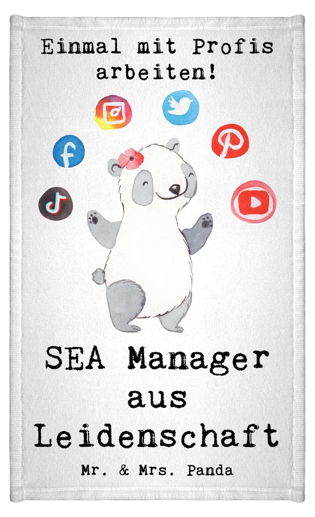 Mr. & Mrs. Panda Handtuch SEA Manager Leidenschaft - Weiß - Geschenk, Suchmaschinenmarketing, Frotteehandtuch, Klein, Suchmaschinenwerbung, frotti...