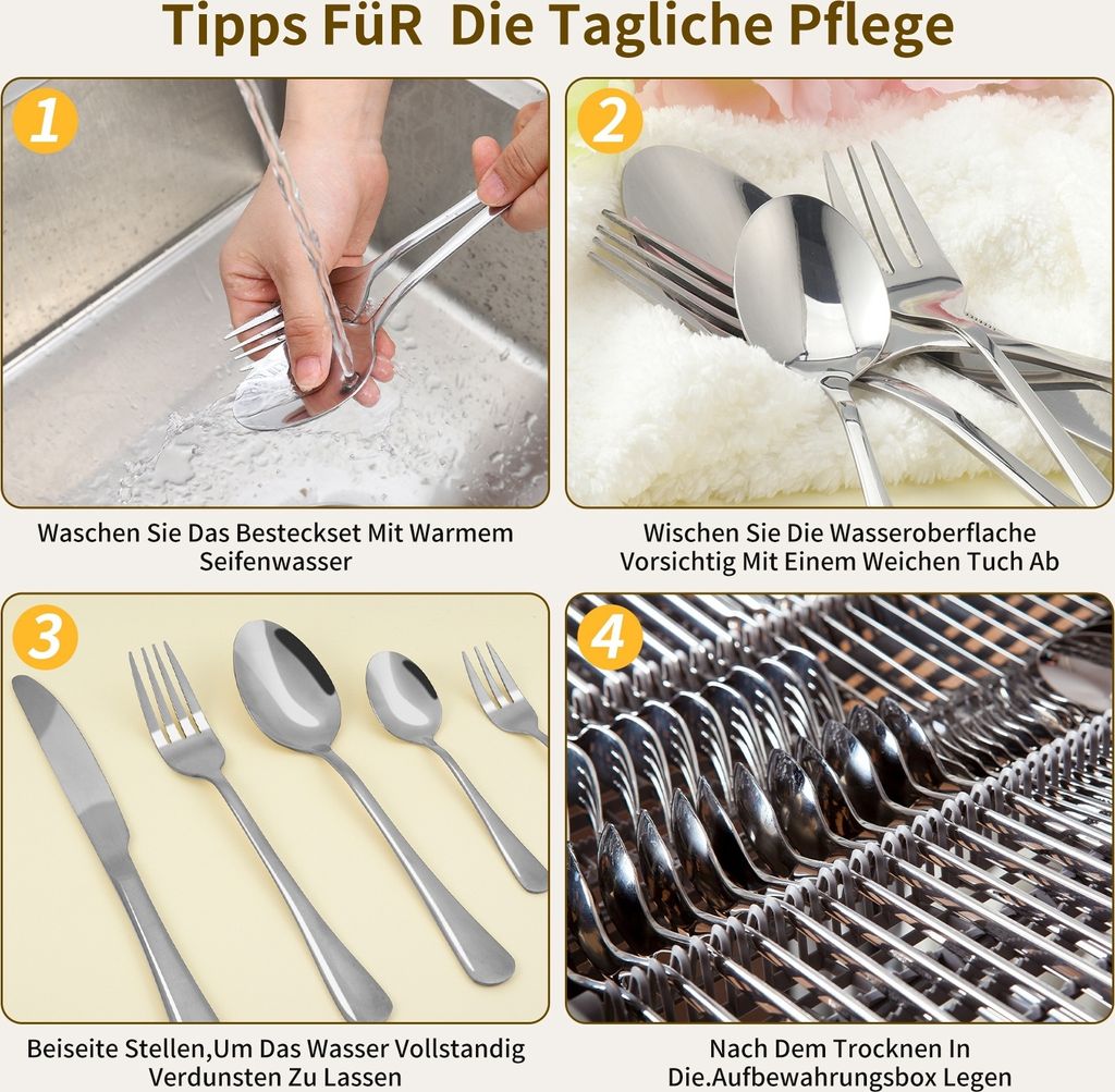 Besteck Set, 40-teiliges Besteckset für 8 Personen mit Produktbild 5