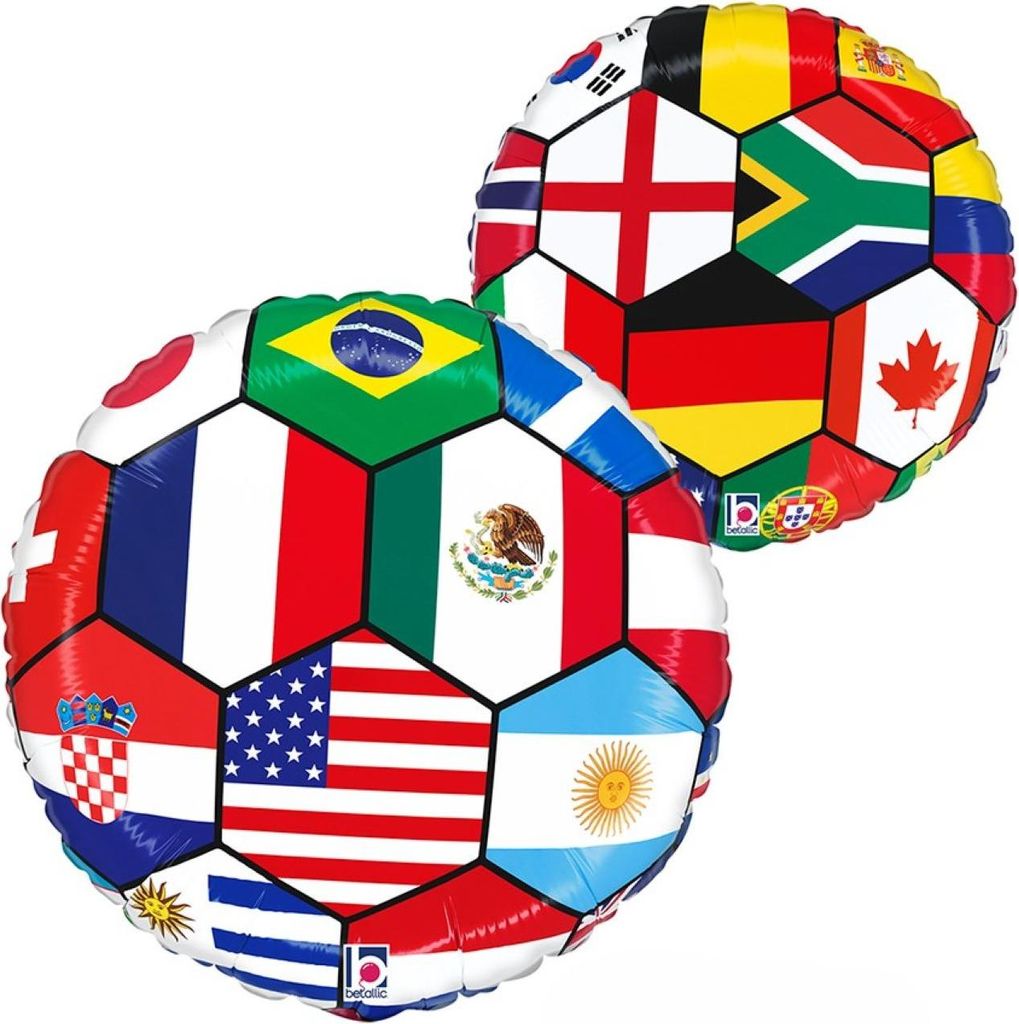 18"/Ø46cm Folienballon Fußball Länder Produktbild 