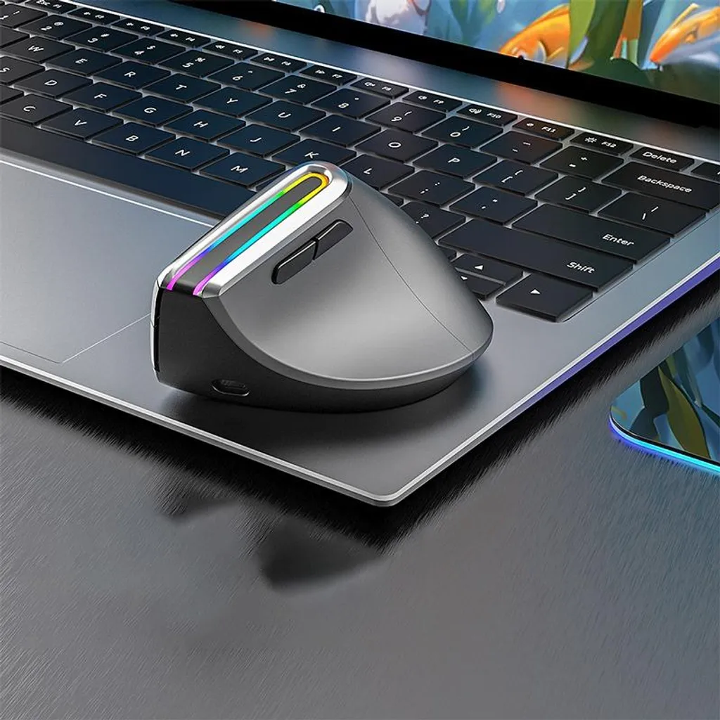 Souris Verticale Rechargeable RGB 3 Modes Bluetooth pour Bureau et Maison - 8