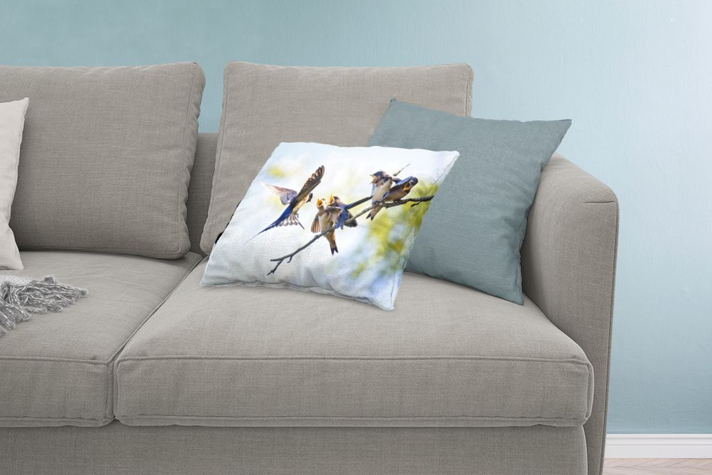 MuchoWow Zierkissen Sofakissen Wohnzimmer Dekokissen 60x40 cm Juvenile Rauchschwalben - Kopfkissen - Polster mit Foto