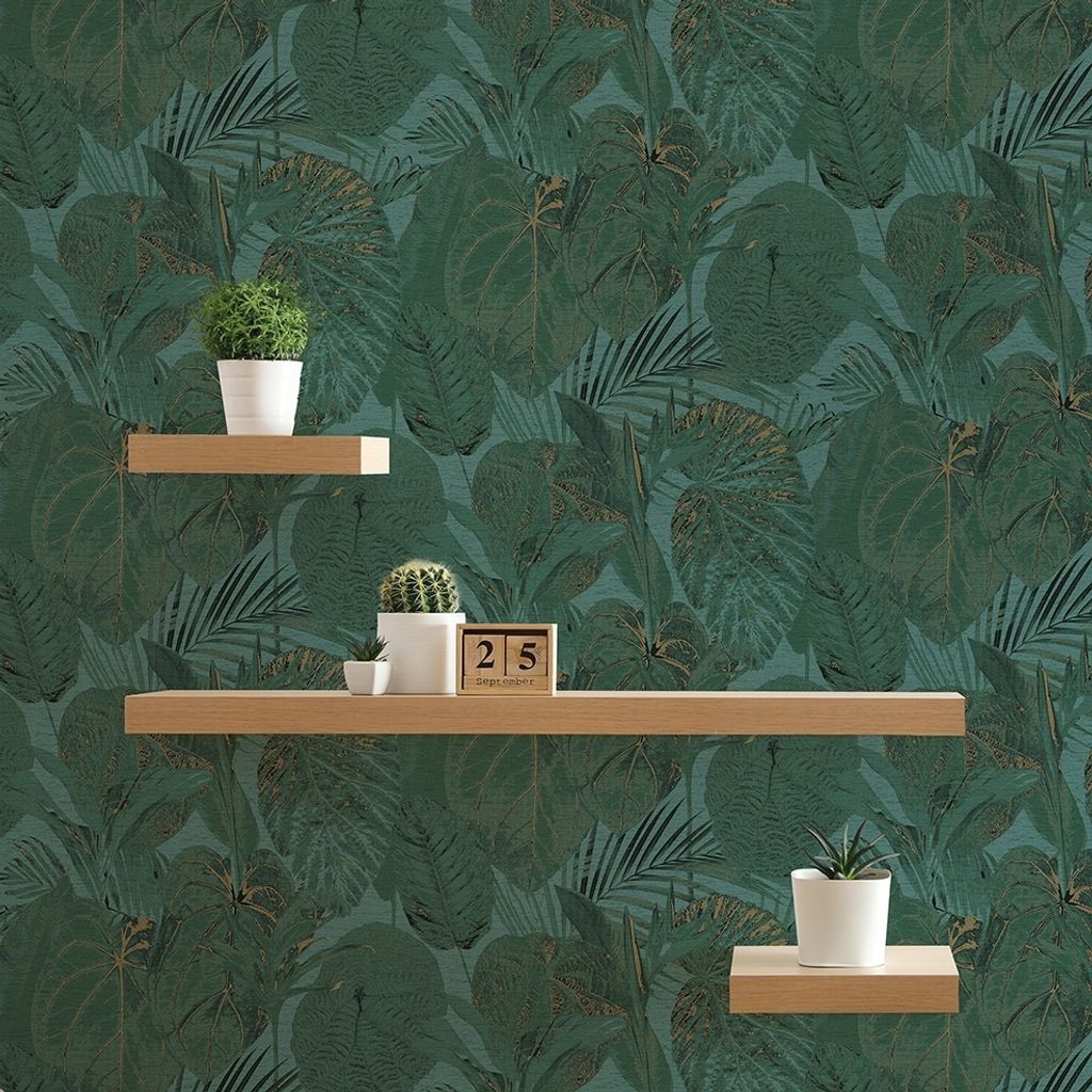Tapete Salvatore Dschungel M1-No.10995 Vlies Petrol Grün Tadessi 10.05 m x 0.53 m