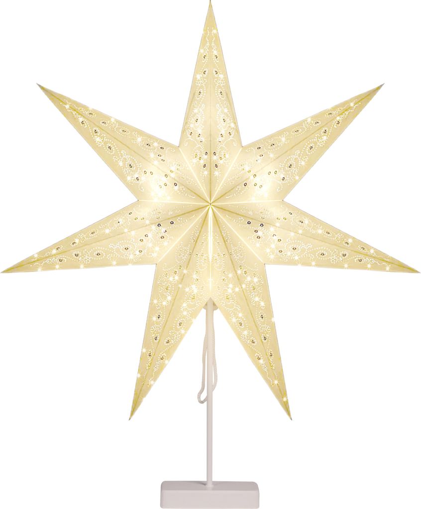 CASARIA® Étoile en papier avec socle motif paillettes LED Image du produit 
