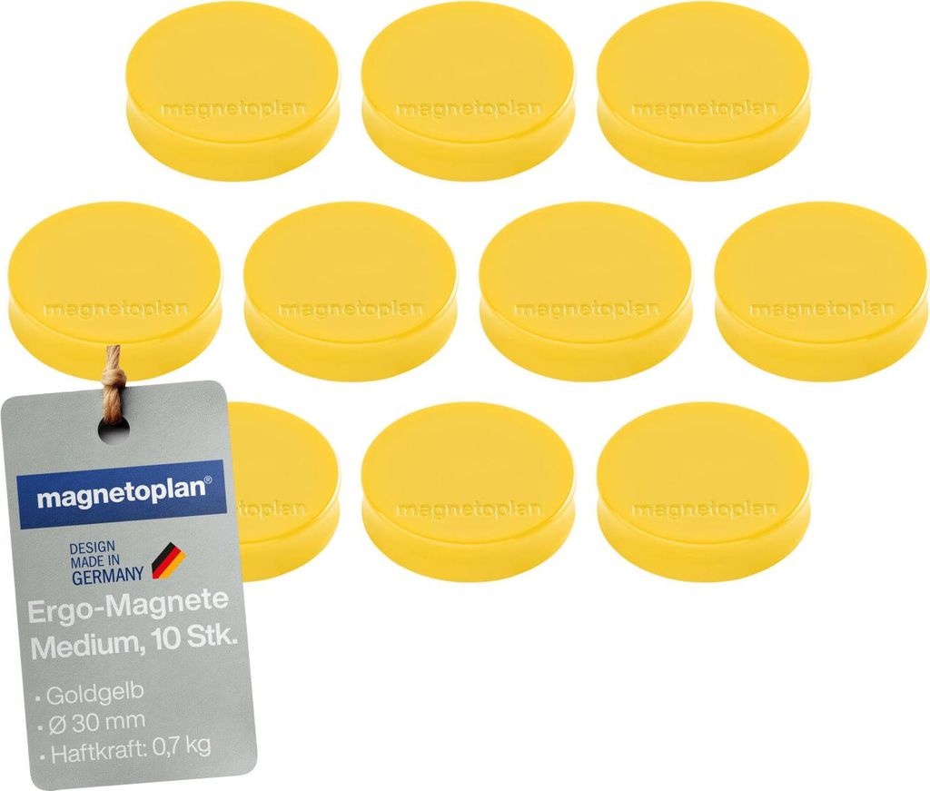 Magnetoplan Ergo medium Magnete Goldgelb 30mm 10St