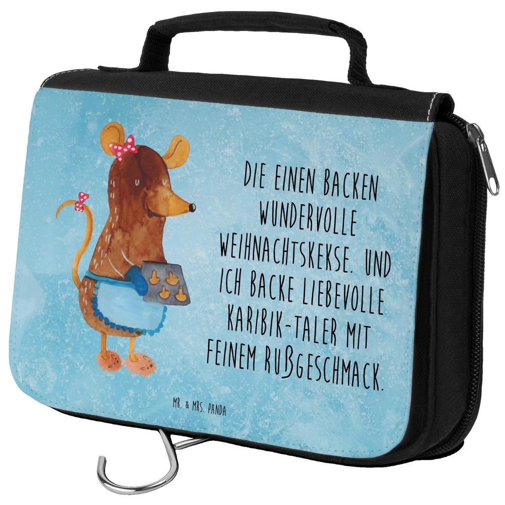 Mr. & Mrs. Panda kosmetiktäschchen Maus Kekse - Eisblau - Geschenk, badtasche, beauty case, kulturtäschchen, Backen, Necessaire, Kosmetiktasche, ...