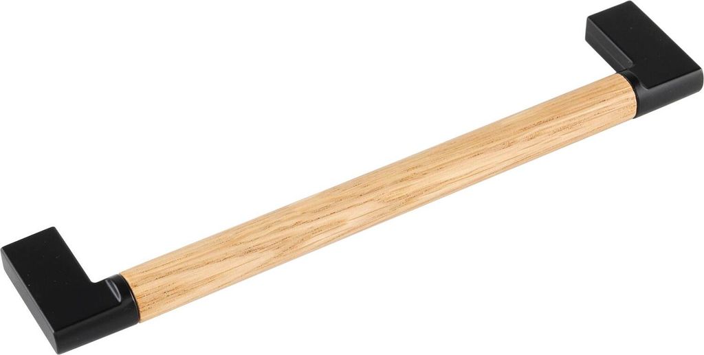 Siro Griff Honos LA 160, Möbelgriff, Eiche lackiert/Zinkdruckguss schwarz matt inklusive Schrauben