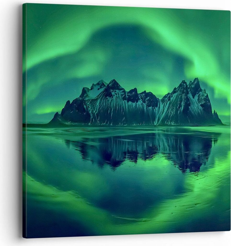 Bild auf Leinwand - Leinwandbild - Berg Gletscher Wasser - 40x40cm - Wand Bild - Wanddeko - Leinwanddruck - Bilder - Kunstdruck - Wanddekoration - ...