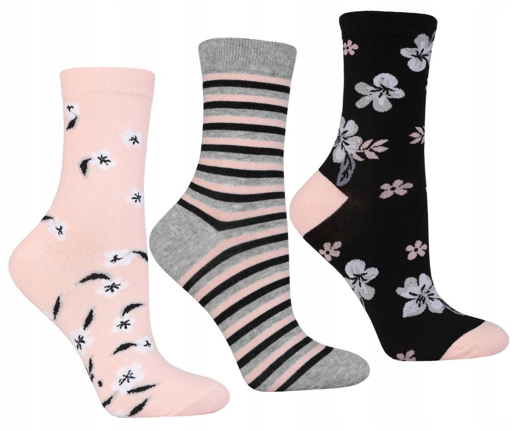 Damen Hohe Socken - Bunt - 3 Paar - Blumenmuster - Größe Produktbild 