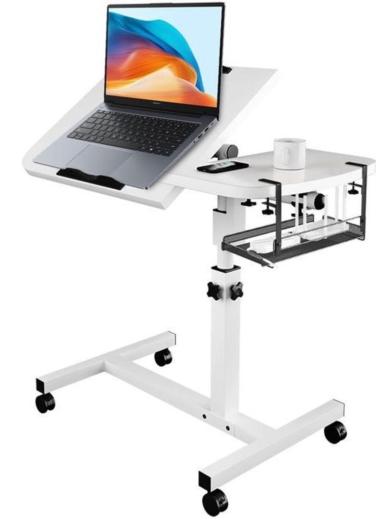 Verstelbare laptop-tafel met kantelbare delen und Aufbewahrungsraum für Home-Office
