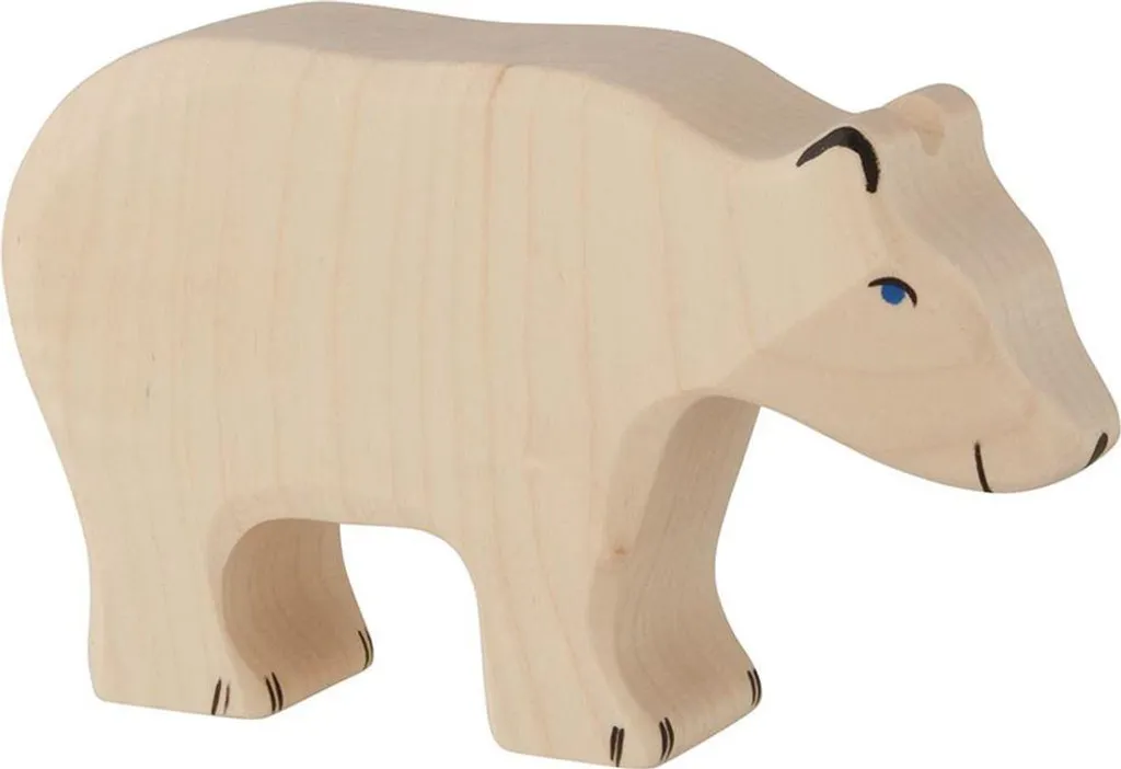 Statuette Ours Polaire en Bois - Décoration Nordique Animaux Sauvages