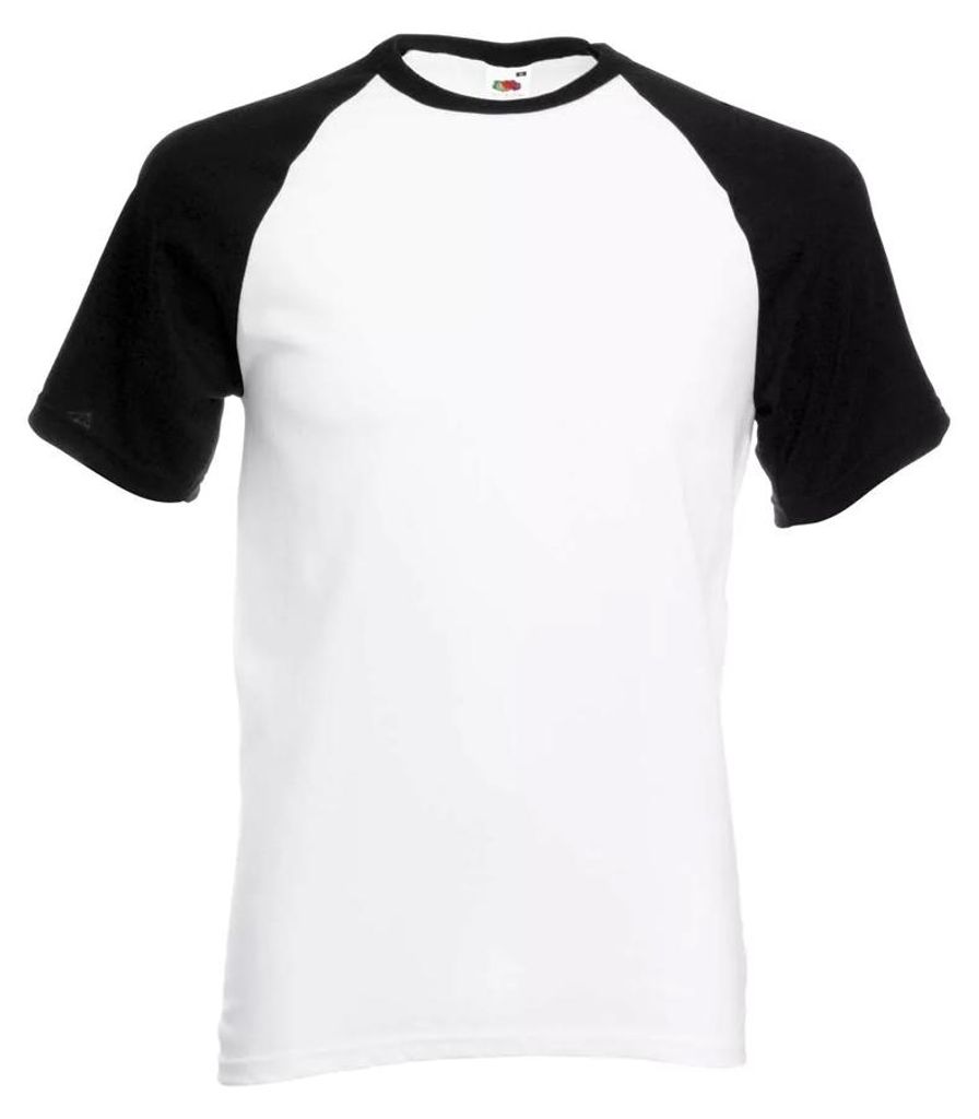 Fruit of the Loom - T-Shirt für Herren - Baseball kurzärmlig LT1397 (M) (Weiß/Schwarz)