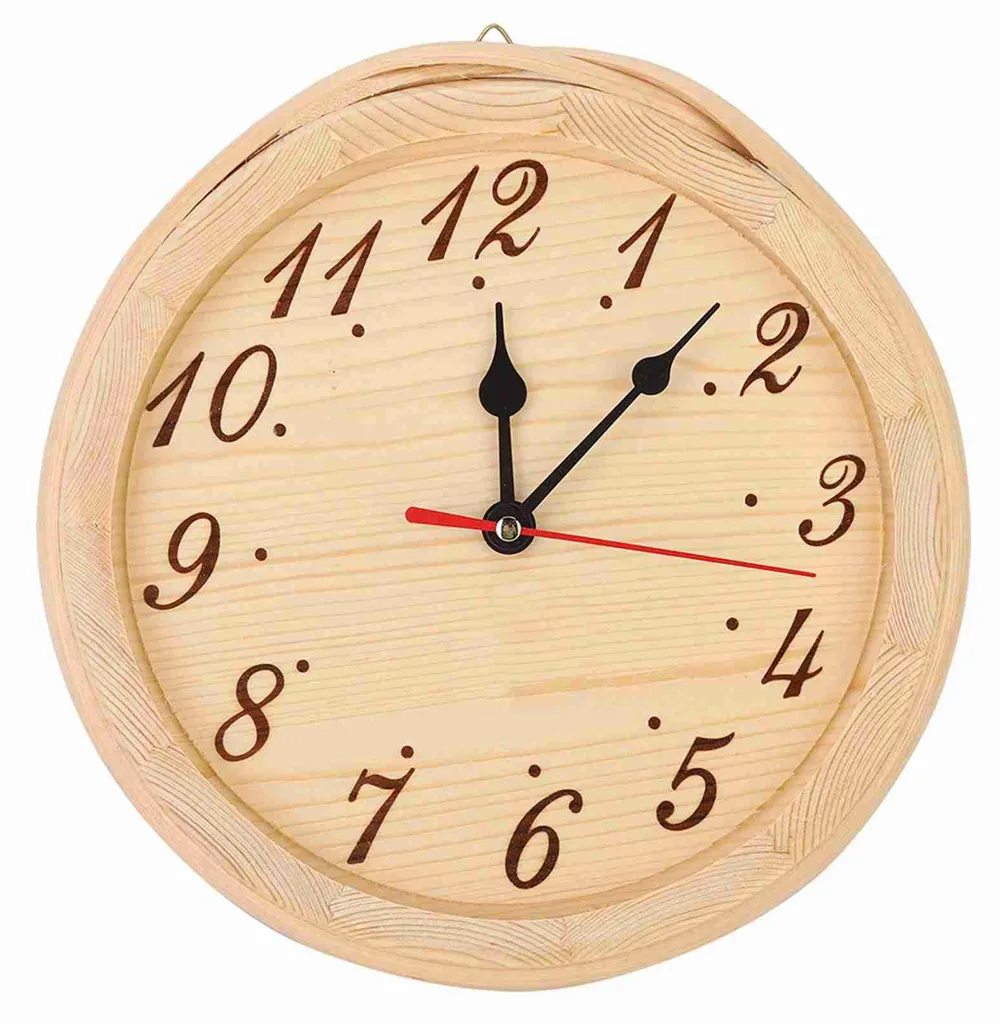 Horloge de sauna en bois naturel de pin, pendule murale pour spa de luxe
