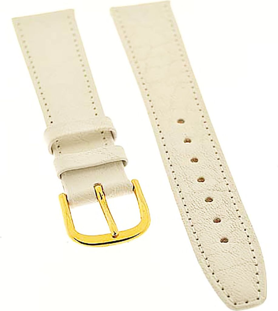 Uhrenarmband FORTIS Swiss Made LEDER weiß Ton in Ton 16mm NEU