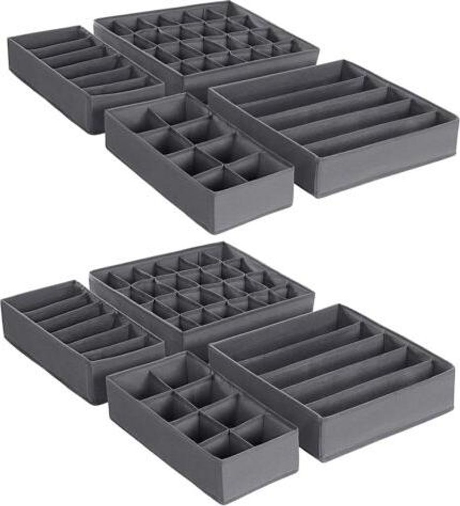 Hoppa! | Unterwäsche-Aufbewahrungsboxen | 8er-Set, Schubladen-Organizer, Garderoben-Aufbewahrungssystem, Grau
