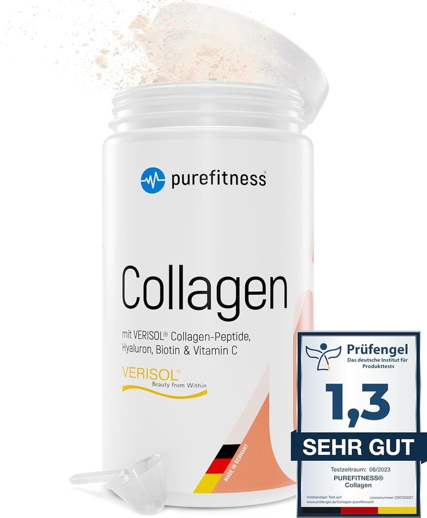 Kollagen Pulver Komplex mit Verisol® Collagen Peptide, Hyaluron, Biotin und Vitamin C, 450g, 45 Portionen