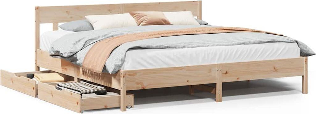 vidaXL Massivholzbett ohne Matratze 180x200 Kiefernholz