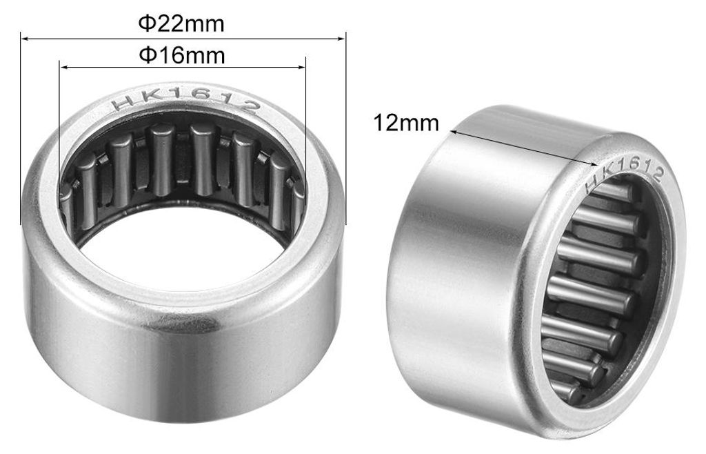 5Stk. HK1612 Nadellager 16mm Bohrung 22mm OD 12mm Breite Chromstahl offenes Ende