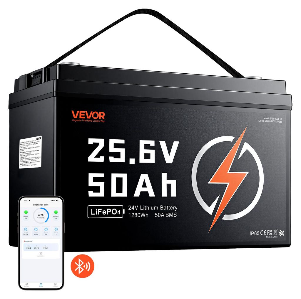 VEVOR LiFePO4 batéria, 24 V, 50 Ah, 50 A, lítiová batéria s Obrázok produktu 
