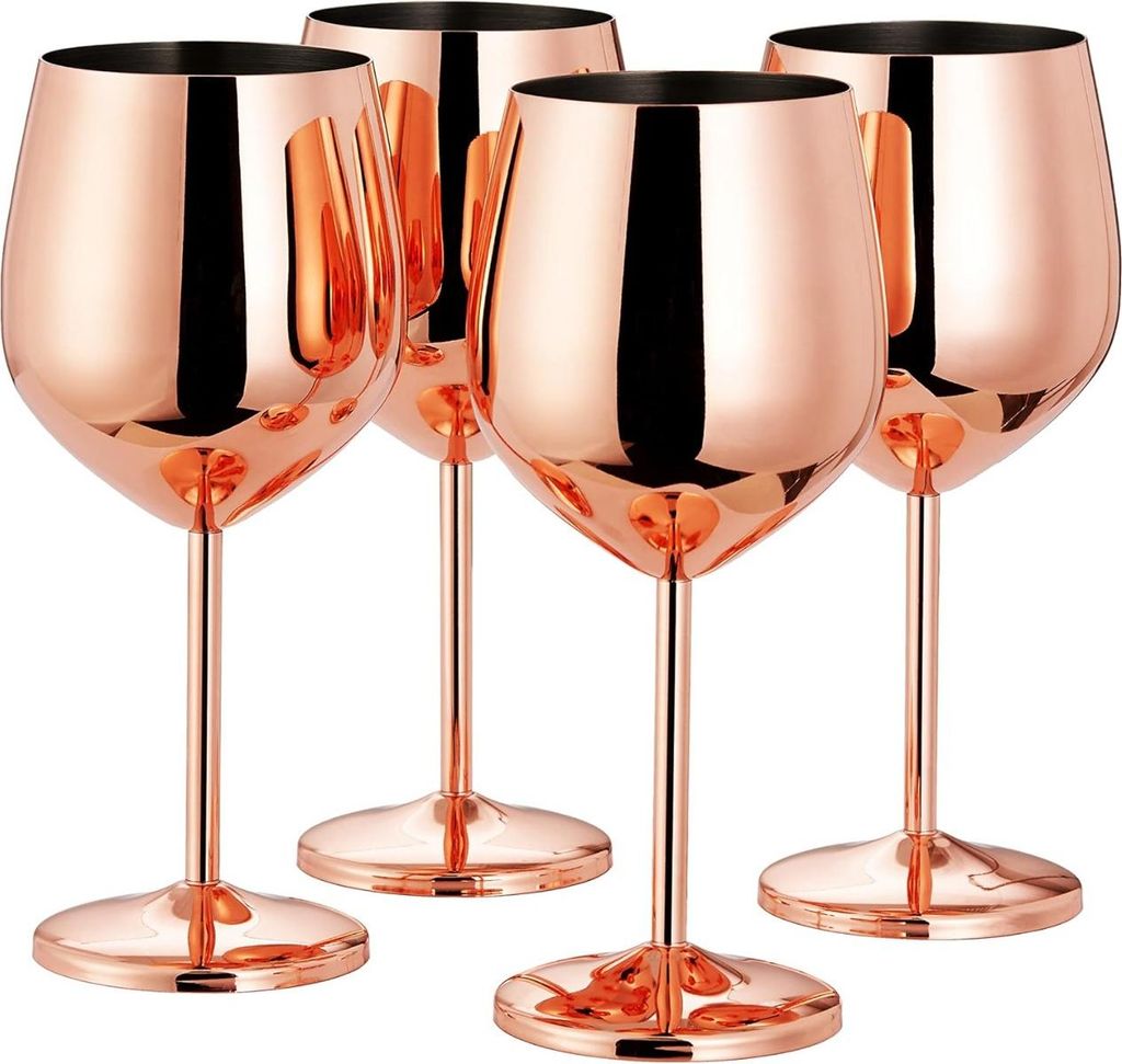 Oak & Steel Edelstahl Weingläser Roségold 4er-Set