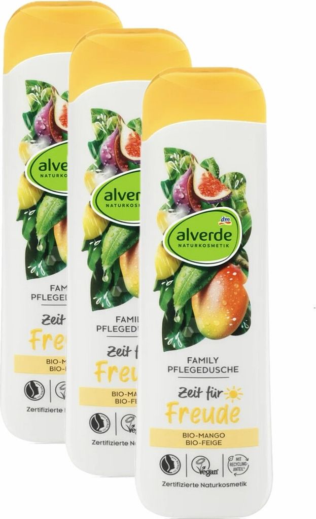 3 x alverde Naturkosmetik - Family Duschgel Mango Feige (3 x 300ml)