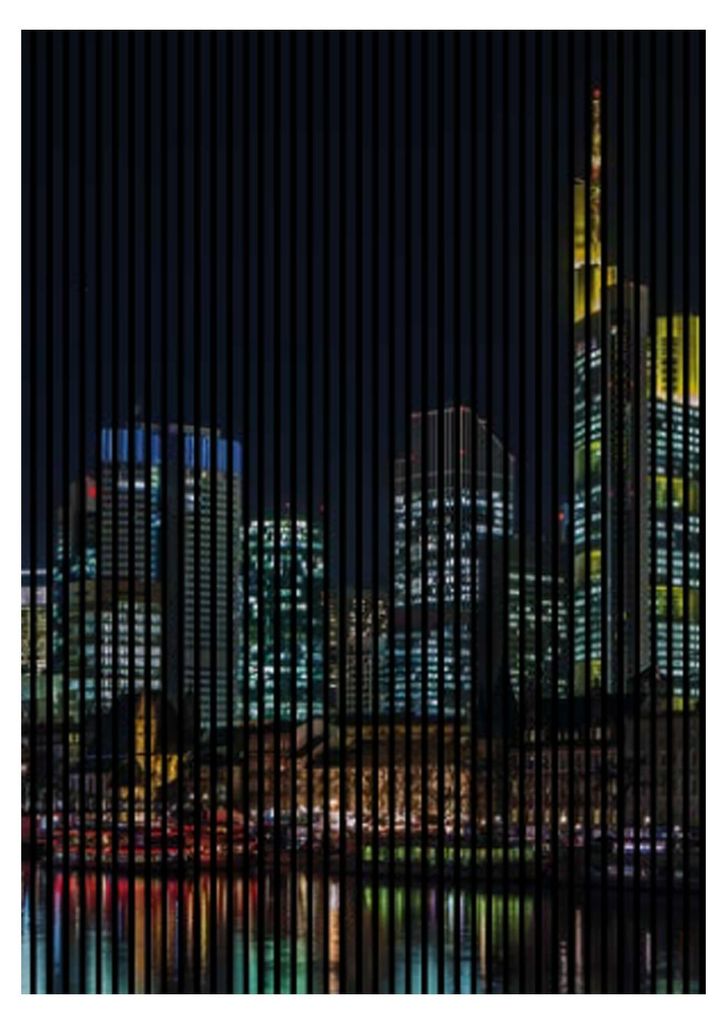 Akustikpaneele mit Digitaldruck Frankfurt01 19 x 1693 x 2400 mm Frankfurt Skyline Nacht MDF PET-Fasern Wandpaneele Schwarz 3 Einzelplatten