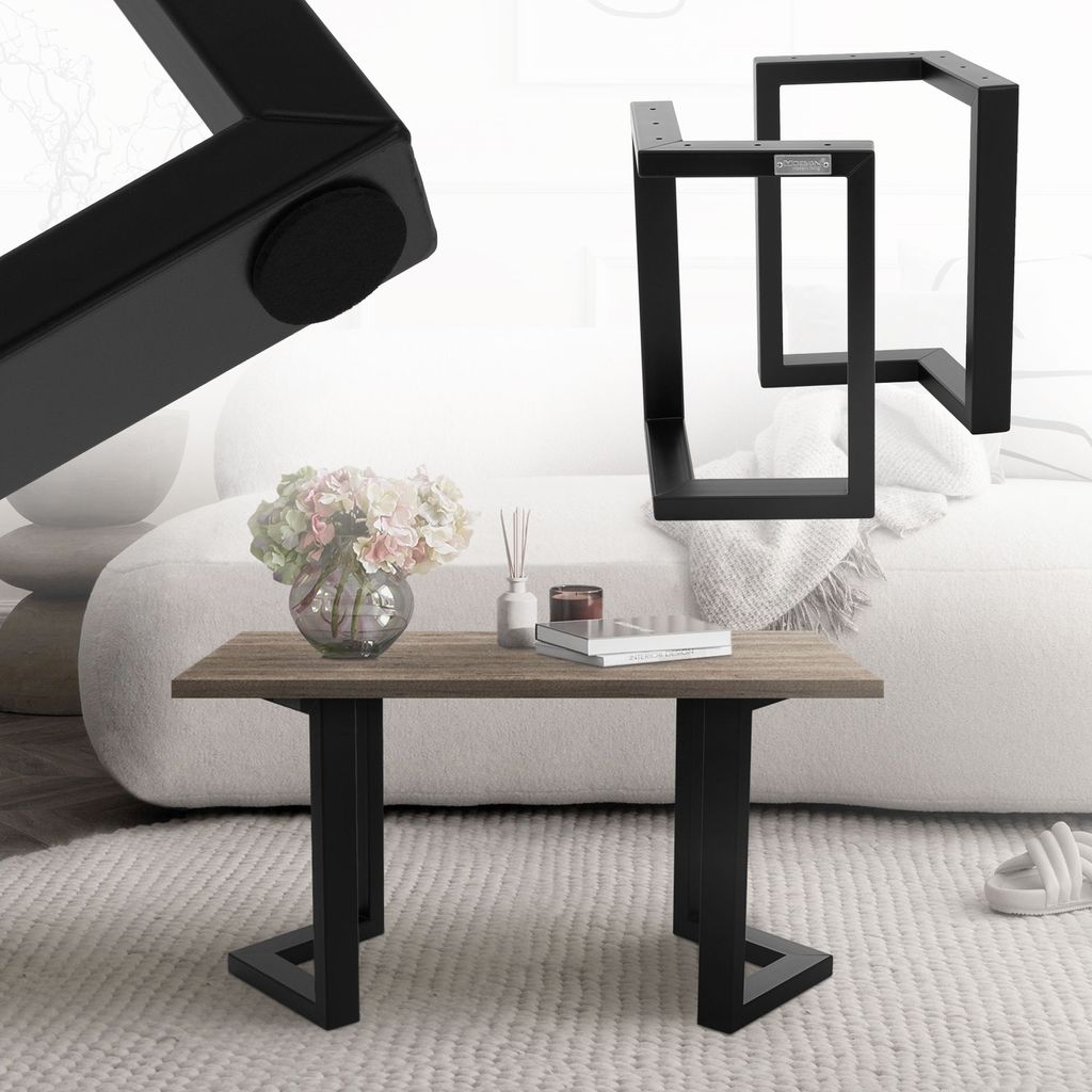 ML-Design 2er Set Tischkufen / Bankkufen ARROW, B25xH43 cm V-Form, Metall, Schwarz, Industriedesign, Kufengestell für Couchtisch & Sitzbank