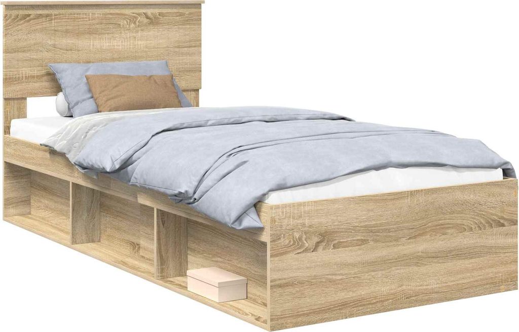 Bettrahmen Sonoma-Eiche 90 x 200 cm Massives Kiefernholz