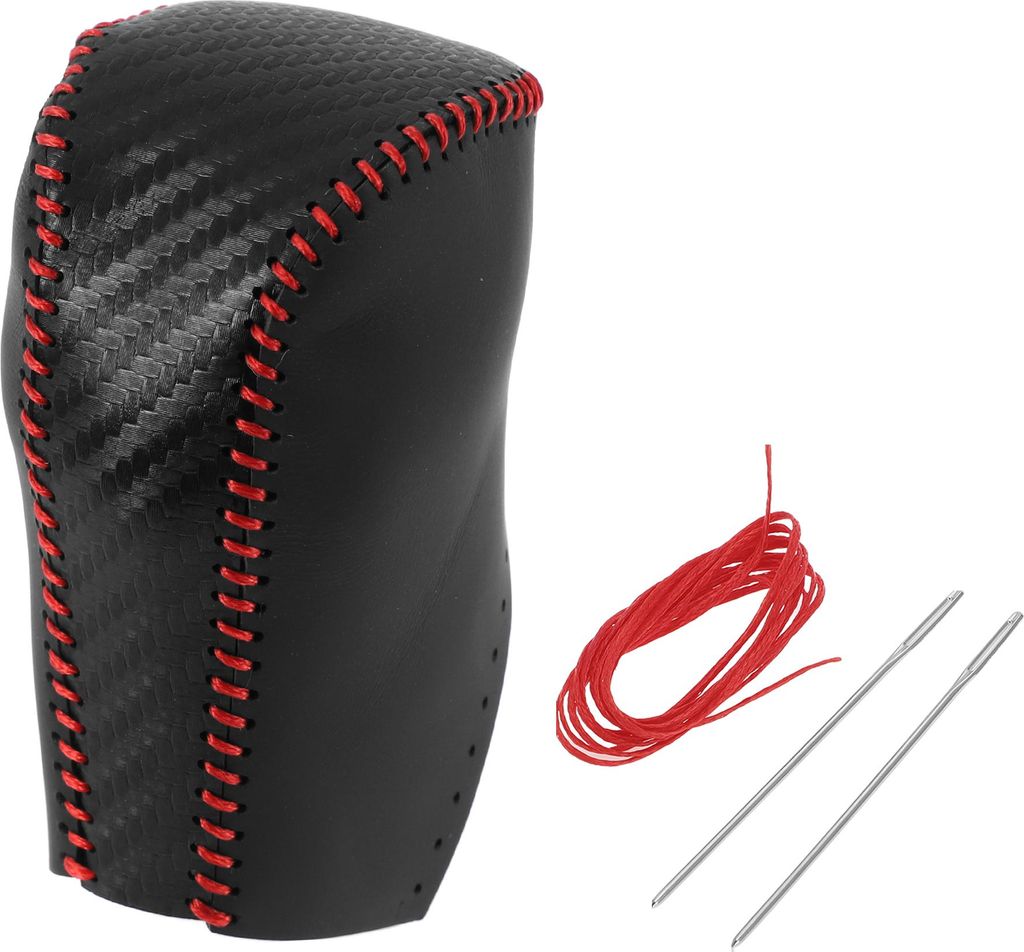 Anti-Rutsch Getriebeschaltknauf Abdeckung Auto Schaltstangen Schalthebel Schutz für Toyota RAV4 2013-2016 Carbonfaser Muster Schwarz Schwarz Rot M...