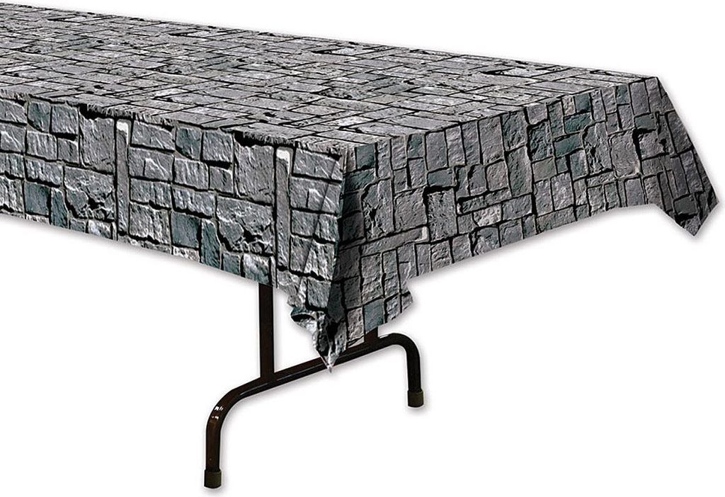 Stein-Mauer Tischdecke grau 137x274cm - Einheitsgröße