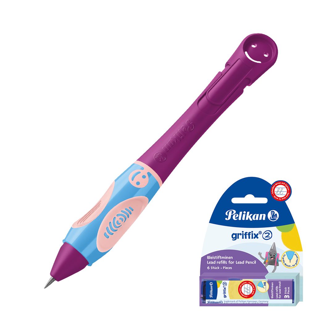 Pelikan Griffix Bleistift Sweet Berry + 6 Minen, Schreiblernstift für Linkshänder