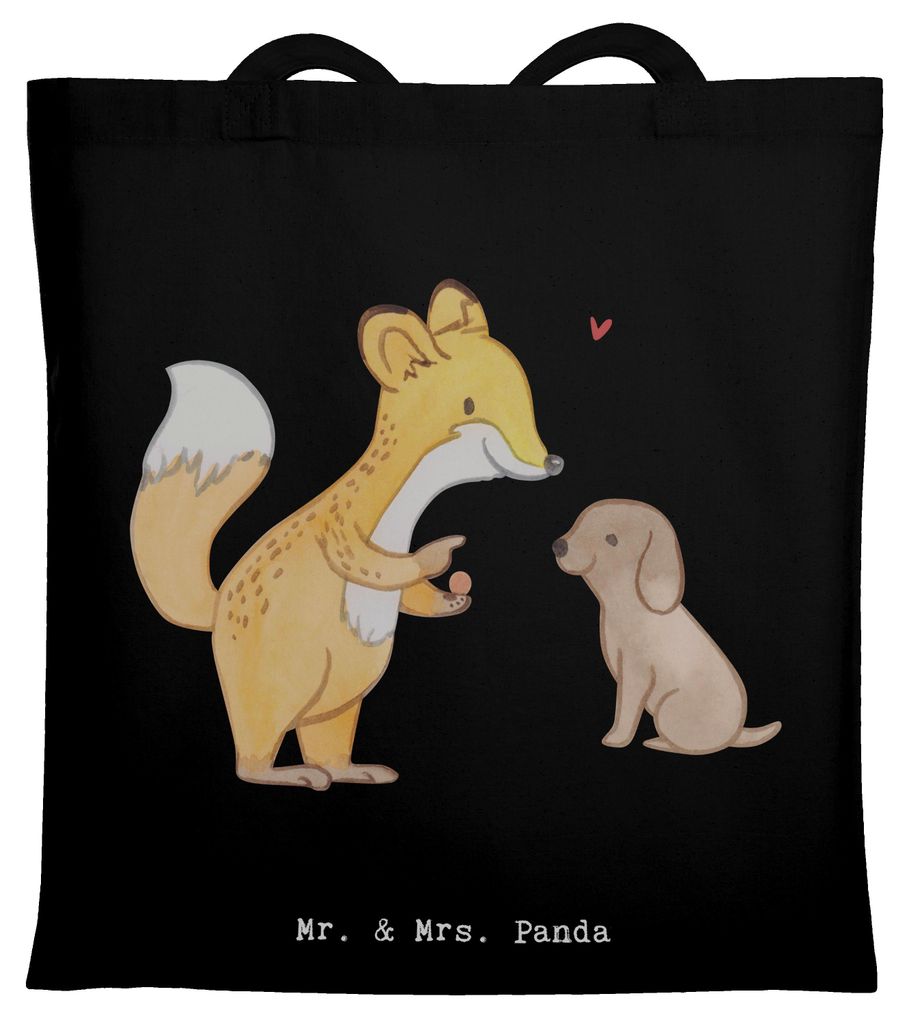 Mr. & Mrs. Panda Shopping Tasche Fuchs Hundetraining - Schwarz - Geschenk, Hundeerziehung, Tote Bag, Welpenschule, Laptoptasche, Uni, Schultasche, ...