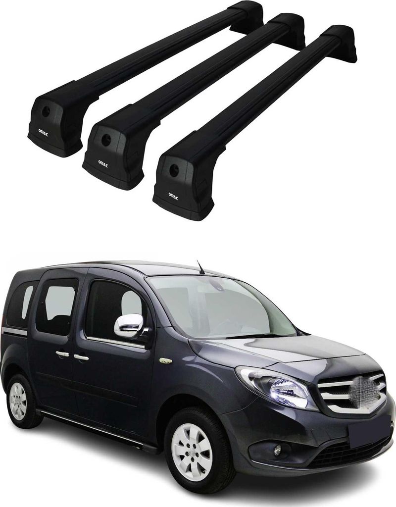 Dachträger Grundtäger für Mercedes Citan W415 2012-2021 75kg Alu Schwarz 3 tlg
