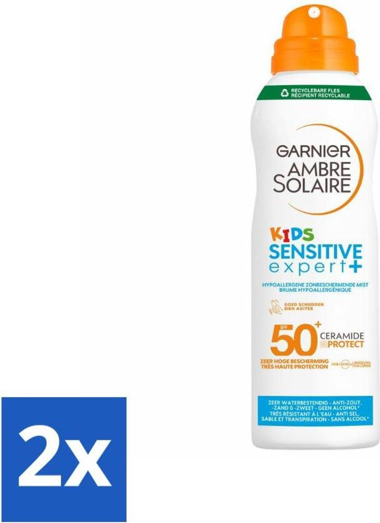 Garnier – Ambre Solaire – Sprühnebel – Kids Sensitive Expert+ – Hypoallergen – Lichtschutzfaktor 50+ – 150 ml - Vorteilspack - 2 Stücke