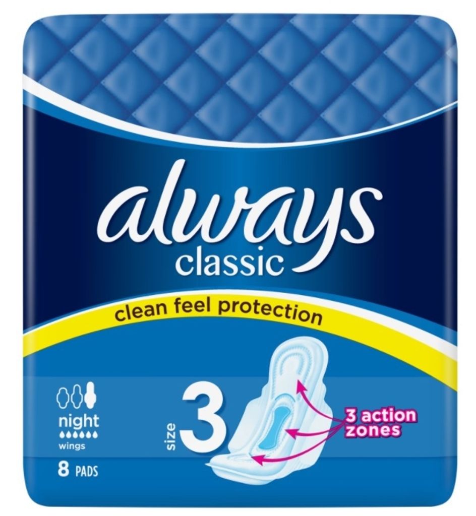 Always Classic Night Sanitary Napkins with Wings Size 3 Produktbild 