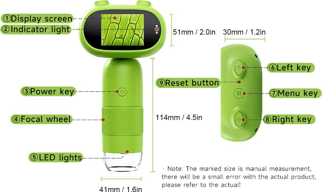 Ruční digitální mikroskop pro děti, zvětšení 500x/1000x, Obrázek produktu 10