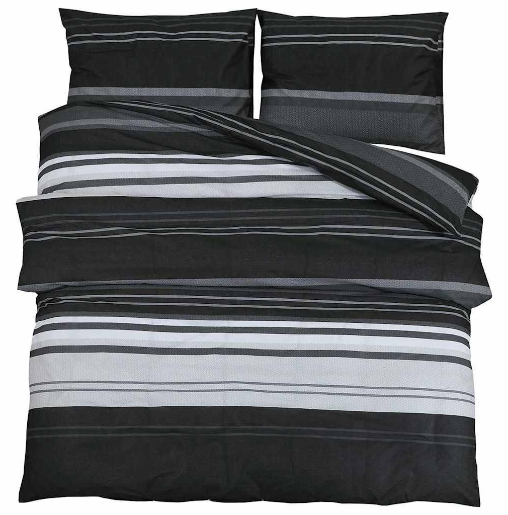 vidaXL Bettwäsche-Set Schwarz und Weiß 260x220 cm Baumwolle