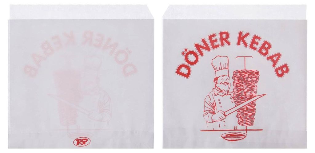2000x Dönerbeutel mit Aufdruck 'Döner Kebab' Papier weiß Produktbild 